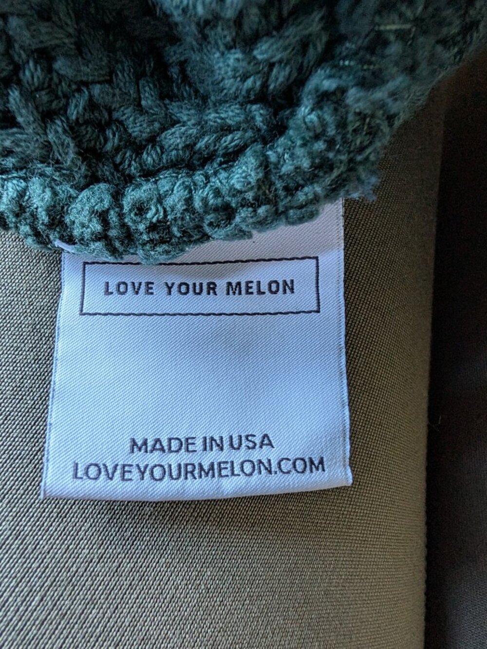 Love Your Melon Sage Green Chunky Knit Faux Fur Pom Beanie - Picture 4 of 5